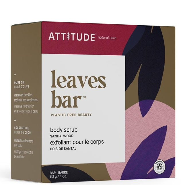 Attitude Leaves Bar Plasticvrije Body Scrub Sandalwood - 113gr