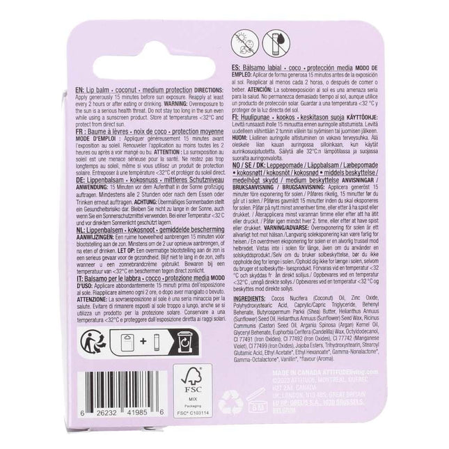 Attitude Sunly Lip Balm Coconut SPF 15 - 8.5gr