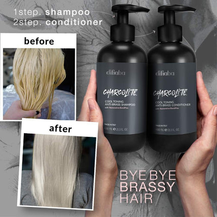 Difiaba Charcolite Cool Toning Anti-Brass Duo Set - 2x250ml