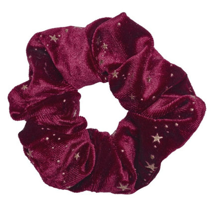 Haarspullen Scrunchie Velvet Rood met Gouden Sterren