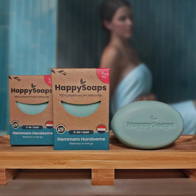 HappySoaps 3-in-1 Hair, Body & Face Bar - Hammam Handsome - 70gr