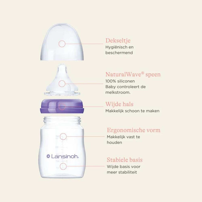 Lansinoh NaturalWave Glazen Babyfles - 160 ml