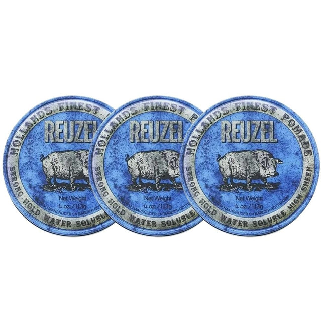 Reuzel Strong Hold Water Soluble Pomade (Blauw) 3-Pack - 3x113gr.