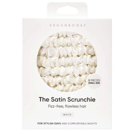 Veganboost Satin Scrunchies White Small  - 8pcs