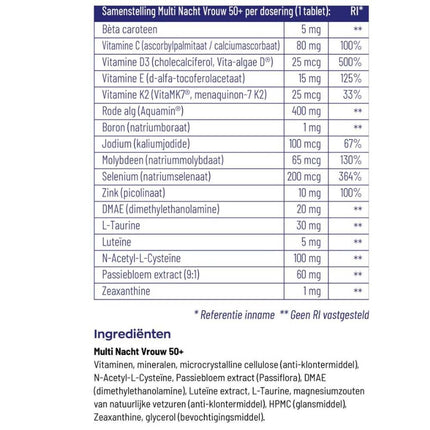 Vitakruid Multi Nacht Vrouw 50+  - 90st