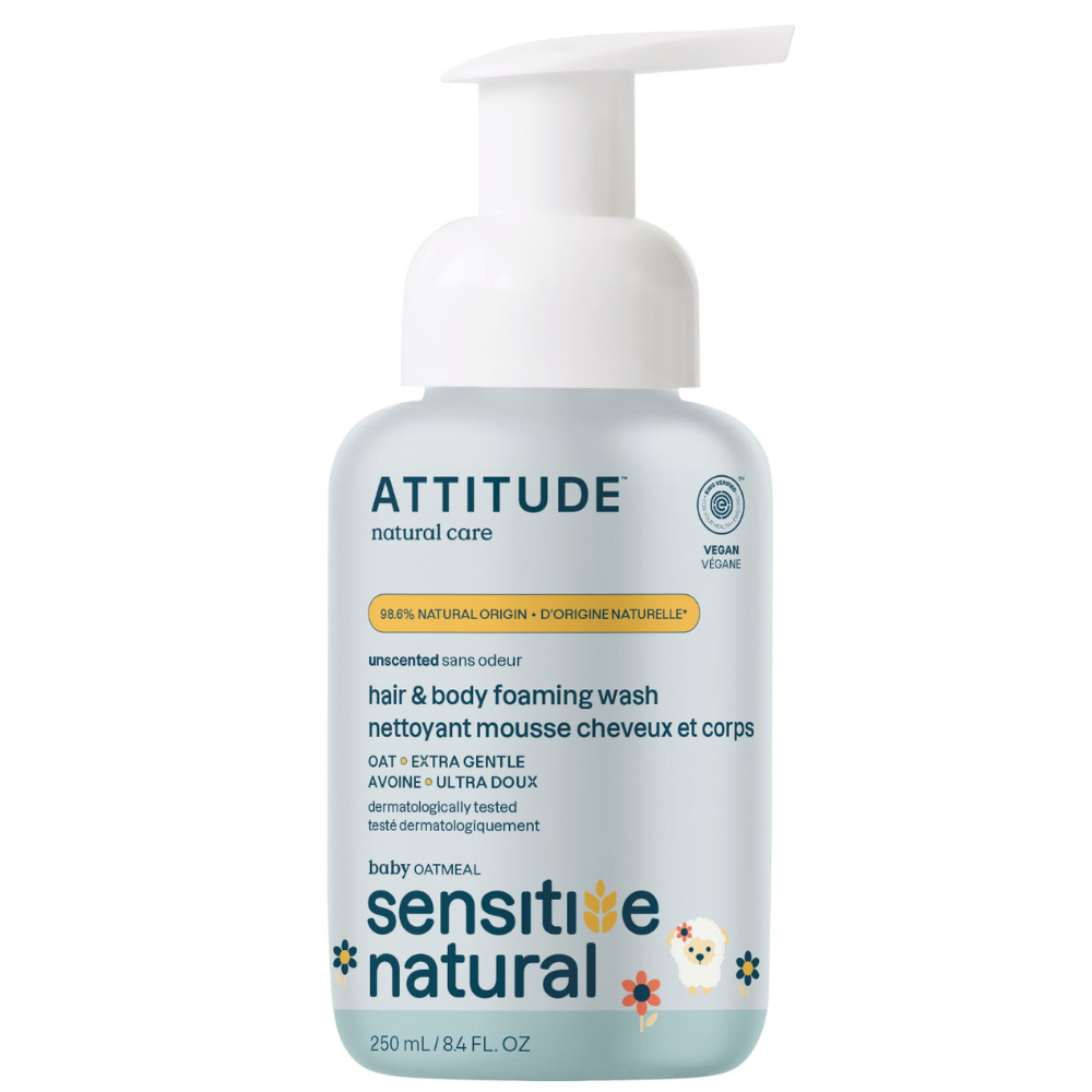 Attitude Baby Leaves 2 in 1 Oatmeal Sensitive Foaming Wash Unscented - 250ml