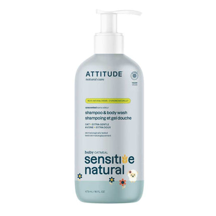 Attitude Baby Leaves 2in1 Shampoo Oatmeal Sensitive Unscented- 473ml