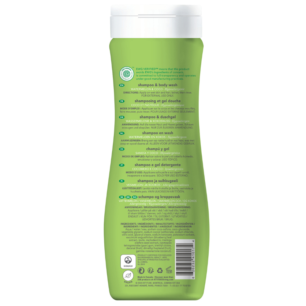 Attitude Little Leaves 2in1 Watermelon Cocos Shampoo  - 475ml