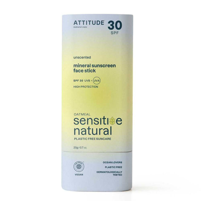 Attitude Sensitive Face Stick Mineral Sunscreen SPF30 Oat Geurloos - 20gr.