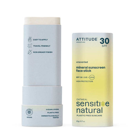 Attitude Sensitive Face Stick Mineral Sunscreen SPF30 Oat Geurloos - 20gr.