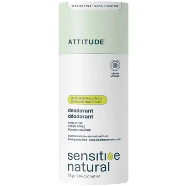 Attitude Super Leaves Fresh Apple Sensitive Plastic-Free Deodorant - 75g
