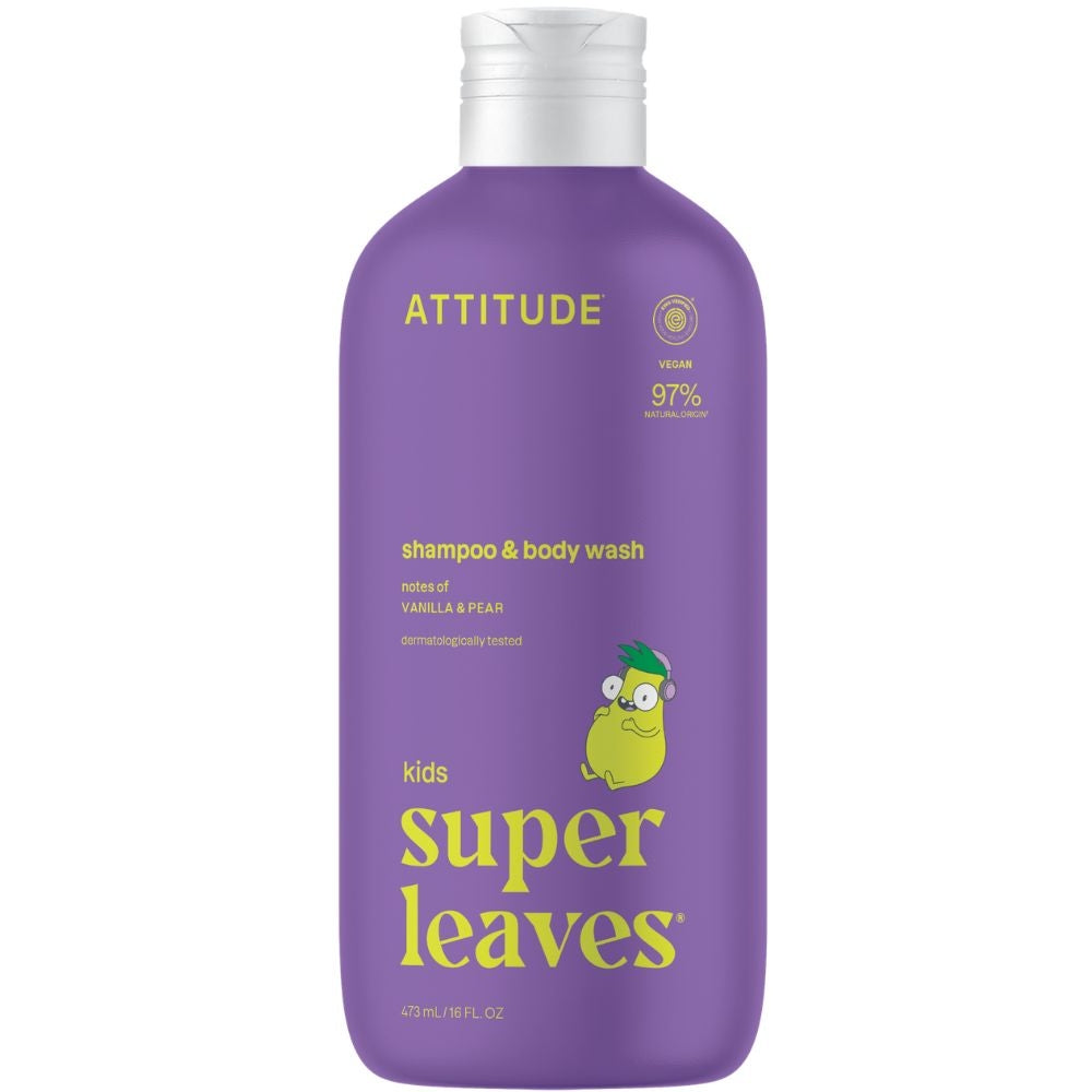 Attitude Super Leaves Kids Shampoo & Body Wash Vanilla & Pear - 473ml