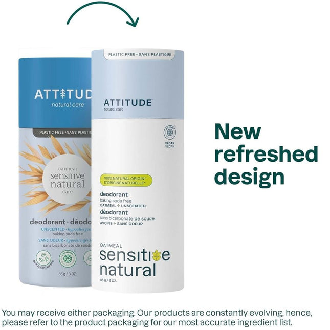Attitude Unscented Baking Soda Free Deodorant - 75gr