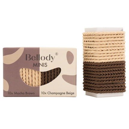 Bellody Haargummie Mini Elastiek - Bruin en Beige