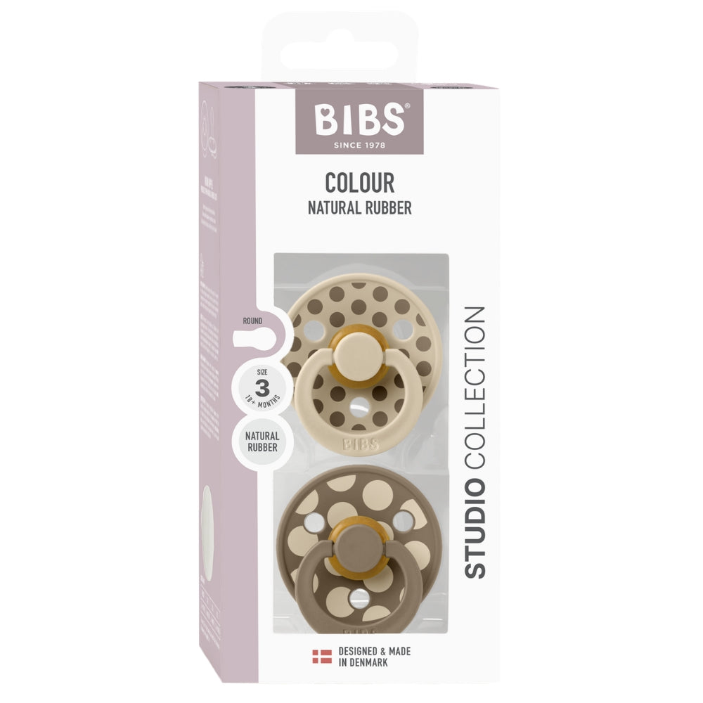 BIBS Colour Polka Latex Vanilla/Dark Oak Spenen - Round