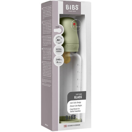 BIBS Glass Baby Bottle Latex Medium Flow  - 240ml