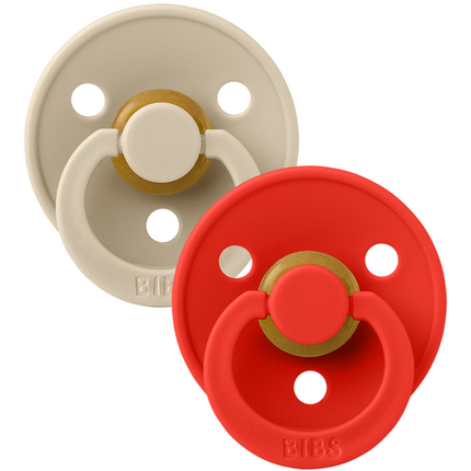 BIBS Pacifier Round Natual Rubber Size 1 Vanilla/Candy Apple - 2pcs