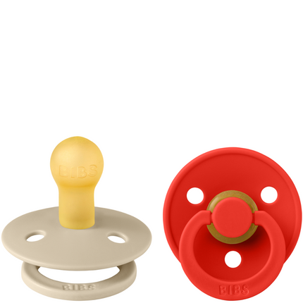 BIBS Pacifier Round Natual Rubber Size 1 Vanilla/Candy Apple - 2pcs