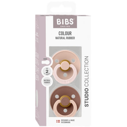 BIBS Studio Fushion  Round Natural Rubber Blush/Woodchuck - 2pcs