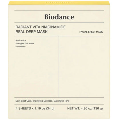 Biodance Radiant Vita Niacinamide Real Deep Mask - 4pcs
