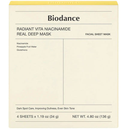 Biodance Radiant Vita Niacinamide Real Deep Mask - 4pcs