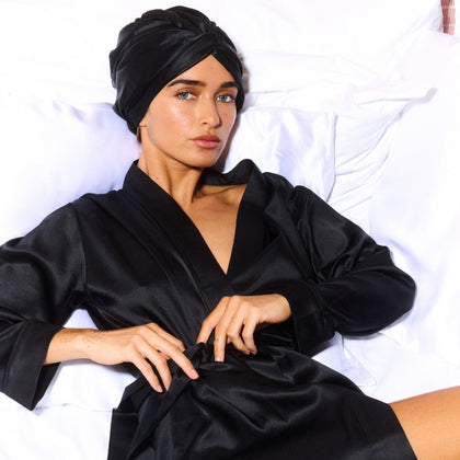 Dore & Rose Premium Silk Bonnet Black