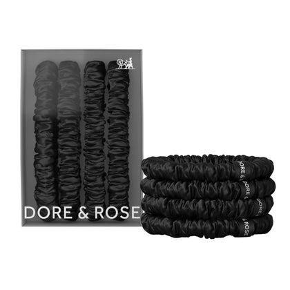 Dore & Rose Scrunchie Set Black - 4x1cm