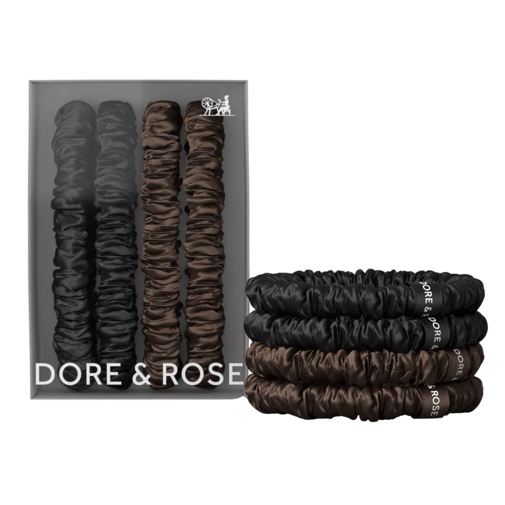 Dore & Rose Scrunchie Set Black/Brown - 4x1cm