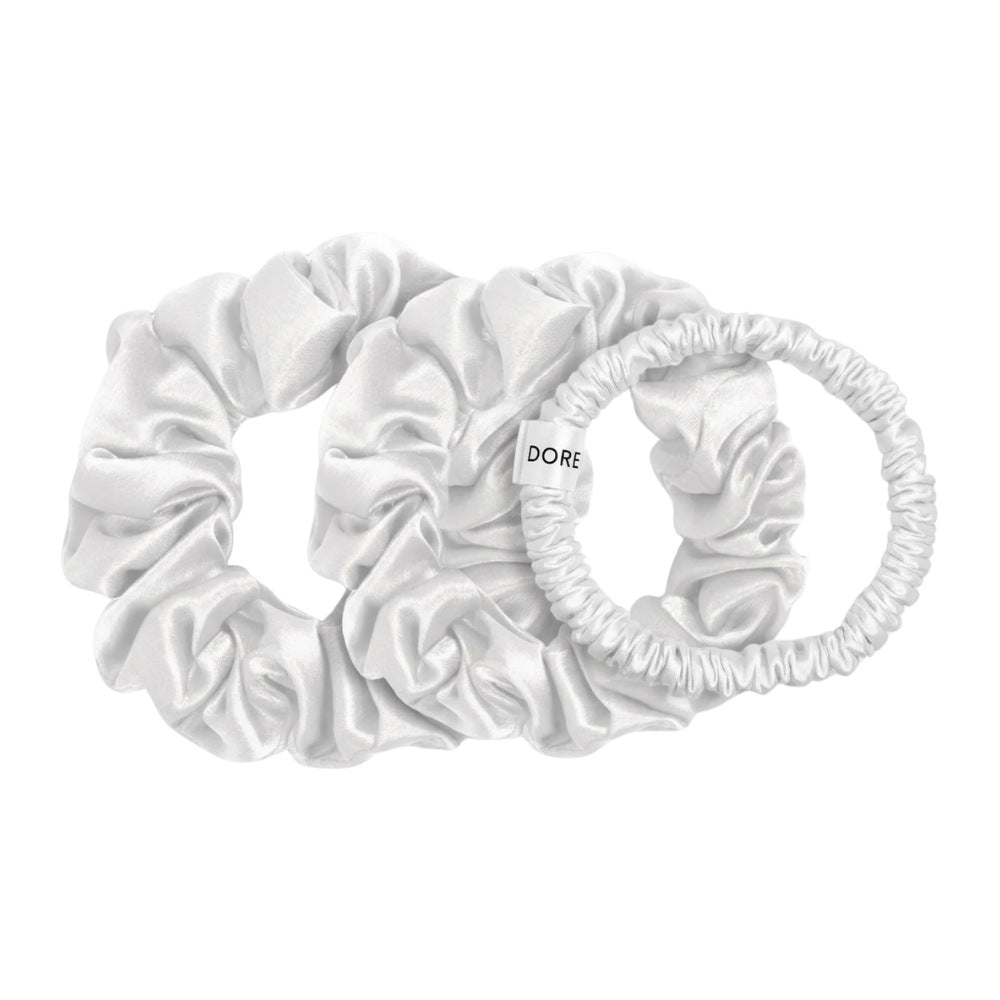 Dore & Rose Scrunchie Set White - 1/2/3cm