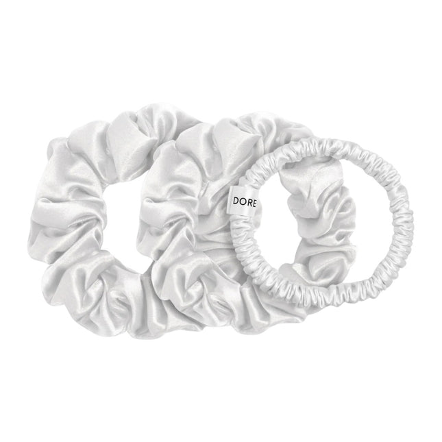 Dore & Rose Scrunchie Set White - 1/2/3cm