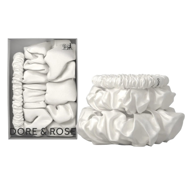 Dore & Rose Scrunchie Set White - 1/2/3cm