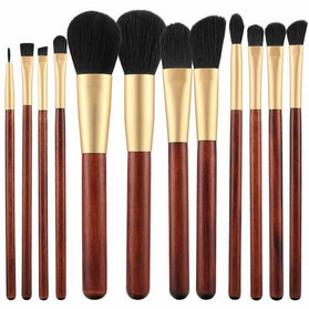 Haarspullen Make-Up Brush Set Hout - 12st
