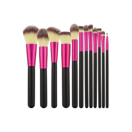 Haarspullen.nl Make-Up Brush Black&Pink Set  - 12st.
