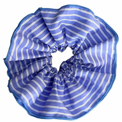 Haarspullen.nl Scrunchie groot formaat met strepen - blauw/wit design