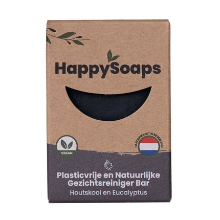 HappySoaps Gezichtsreiniger Bar Sandalwood & Houtskool  - 70g