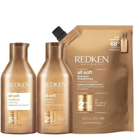 Redken All Soft duo + Refill set- 2x300ml + 500ml
