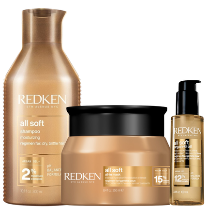 Redken All Soft Trio All In Set- 1x300ml + 1x250ml + 1x100ml