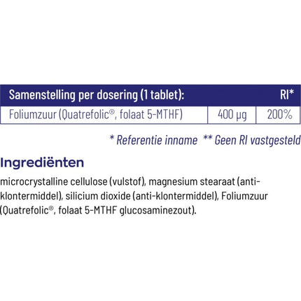 Vitakruid Actief Foliumzuur 400mcg Quatrefolic® Folaat 5-MTHF -90pcs